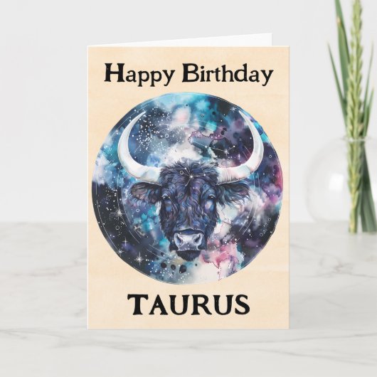 Happy Birthday Taurus Zodiac Karte (Vorderseite)