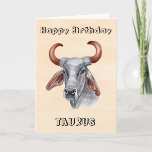 Happy Birthday Taurus Zodiac Karte