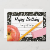 Happy Birthday Teacher Postcard Postkarte (Vorne/Hinten)
