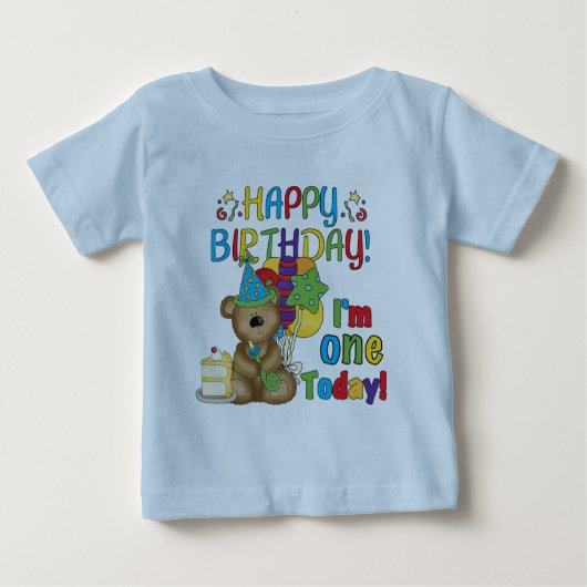 Happy Birthday Teddy Bär 1. T - Shirt und Geschenk (Vorderseite)