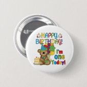Happy Birthday Teddy Bär 1. T - Shirt und Geschenk Button (Vorne & Hinten)