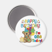 Happy Birthday Teddy Bär 1. T - Shirt und Geschenk Magnet (Vorderseite/Rückseite)