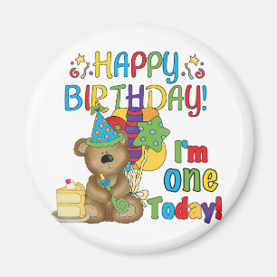 Happy Birthday Teddy Bär 1. T - Shirt und Geschenk Magnet