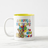Happy Birthday Teddy Bär 1. T - Shirt und Geschenk Zweifarbige Tasse (Links)