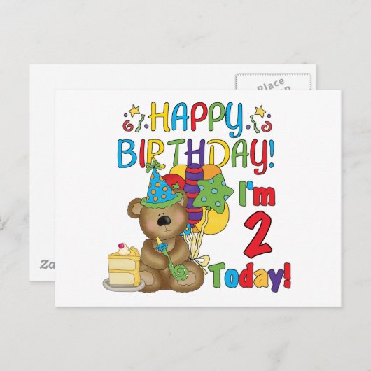 Happy Birthday Teddy Bär 2. Tshirts und Geschenke Postkarte (Vorne/Hinten)