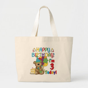 Happy Birthday Teddy Bär 3. Tshirts und Geschenke Jumbo Stoffbeutel