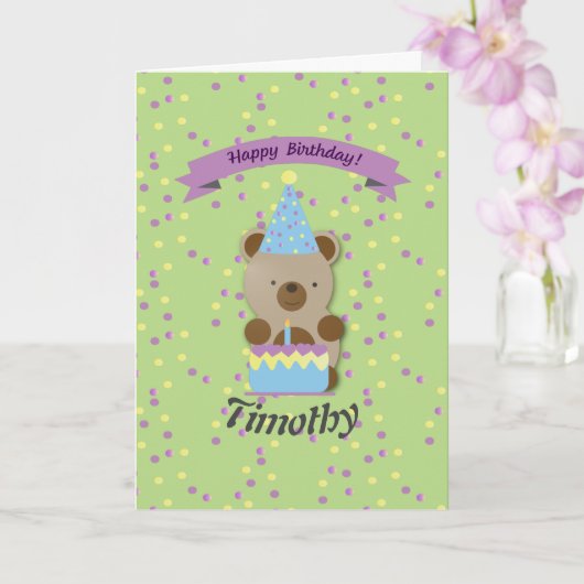 Happy Birthday Teddy Bar Karte (Orchidee)