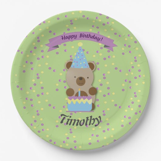 Happy Birthday Teddy Bar Pappteller (Vorderseite)