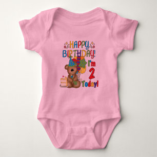 Happy Birthday Teddy Bear 2. Geburtstag Baby Strampler