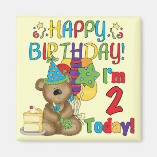 Happy Birthday Teddy Bear 2. Geburtstag Magnet