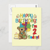 Happy Birthday Teddy Bear 2. Geburtstag Postkarte (Vorne/Hinten)