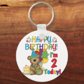 Happy Birthday Teddy Bear 2. Geburtstag Schlüsselanhänger (Vorderseite)