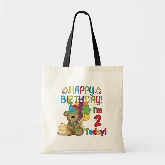 Happy Birthday Teddy Bear 2. Geburtstag Tragetasche (Vorne)