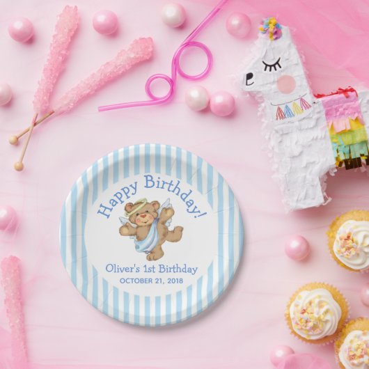 Happy Birthday Teddy Bear Angel Pappteller (Party)