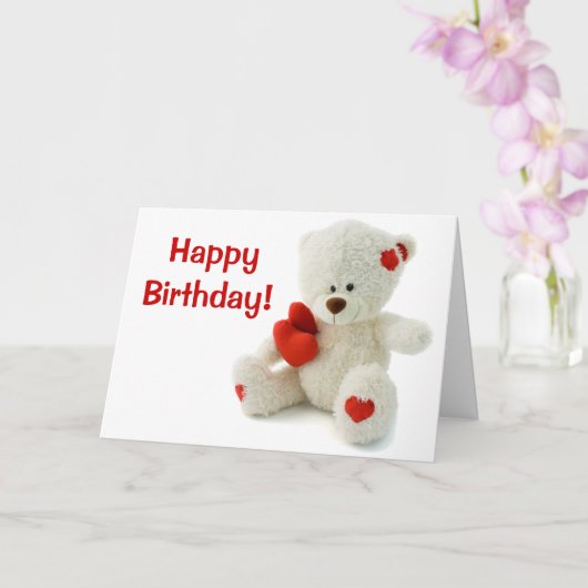 Happy Birthday Teddy Bear Grußkarte Karte (Orchidee)
