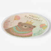 Happy Birthday Teddy Bear Illustration Pappteller (Schrägansicht)