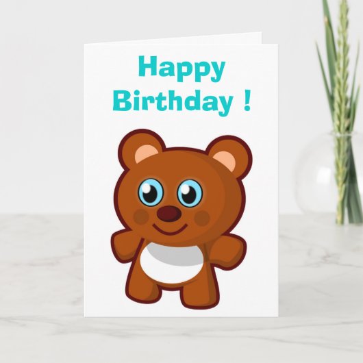 "HAPPY BIRTHDAY" TEDDY BEAR KARTE (Vorderseite)