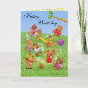 Happy Birthday Teddy Bear's Bubbles Party Karte