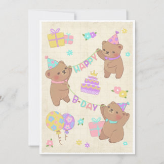 Happy Birthday Teddy Bears Illustration Einladung