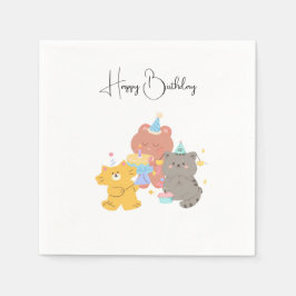 Happy Birthday Teddy Bears Serviette