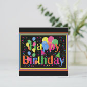 Happy Birthday TEMPLATE, anpassbar, Einladung (Stehend Vorderseite)