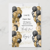 Happy Birthday Template Black Gold - Transparent Einladung (Rückseite)