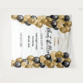 Happy Birthday Template Black Gold - Transparent Wandteppich (Vorderseite (Horizontal))