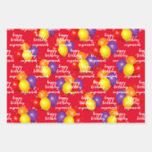 Happy Birthday Template farbenfrohe Balloons Geschenkpapier Set (Vorderseite 2)