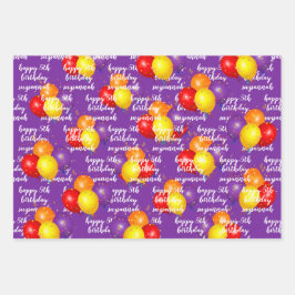 Happy Birthday Template farbenfrohe Balloons Geschenkpapier Set