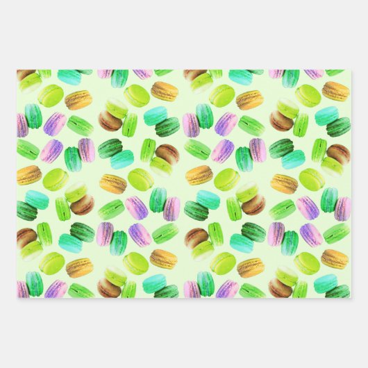 Happy Birthday Template farbenfrohe Macaron Cookie Geschenkpapier Set (Vorderseite)