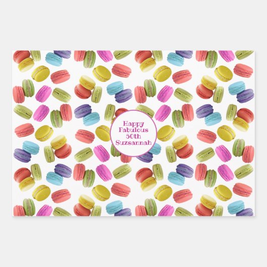 Happy Birthday Template farbenfrohe Macaron Cookie Geschenkpapier Set (Vorderseite 2)