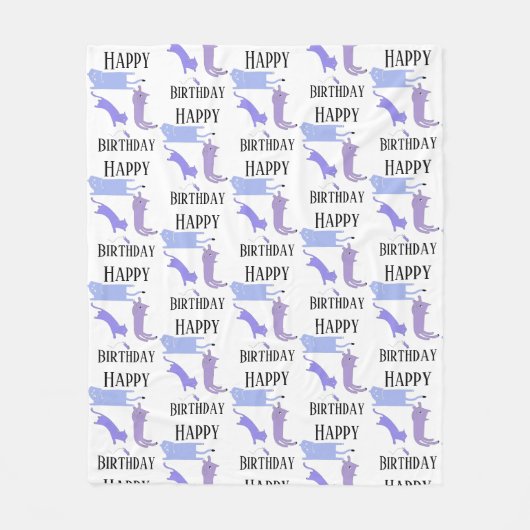 Happy Birthday Template Funny Cats Fleecedecke (Vorderseite)