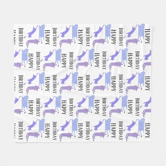 Happy Birthday Template Funny Cats Fleecedecke (Vorderseite (Horizontal))