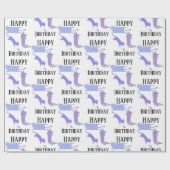 Happy Birthday Template Funny Cats Wrapping Paper Geschenkpapier (Flach)