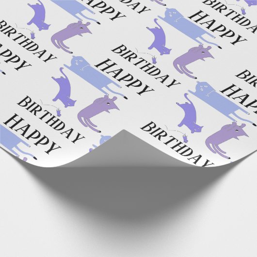 Happy Birthday Template Funny Cats Wrapping Paper Geschenkpapier (Ecke)
