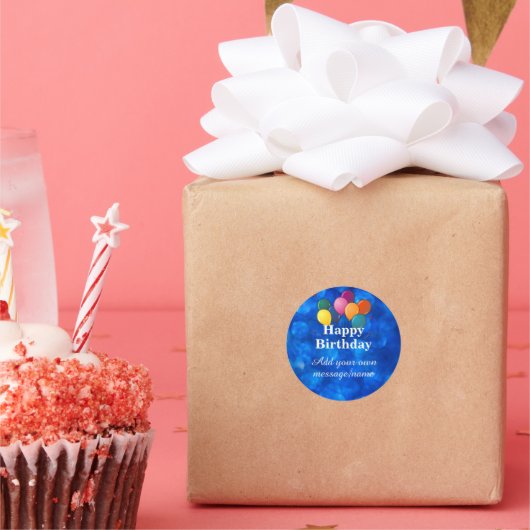 Happy Birthday TEMPLATE, personalize, Runder Aufkleber (Party)