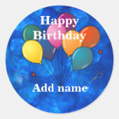 Happy Birthday TEMPLATE Runder Aufkleber (Vorderseite)