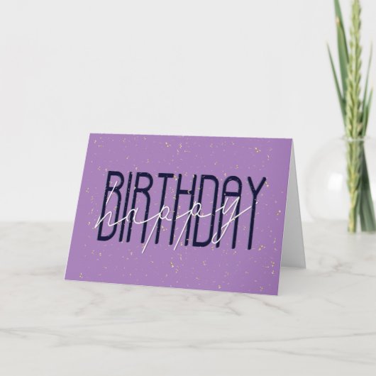 Happy Birthday Text and Gold Confetti Card Karte (Vorderseite)