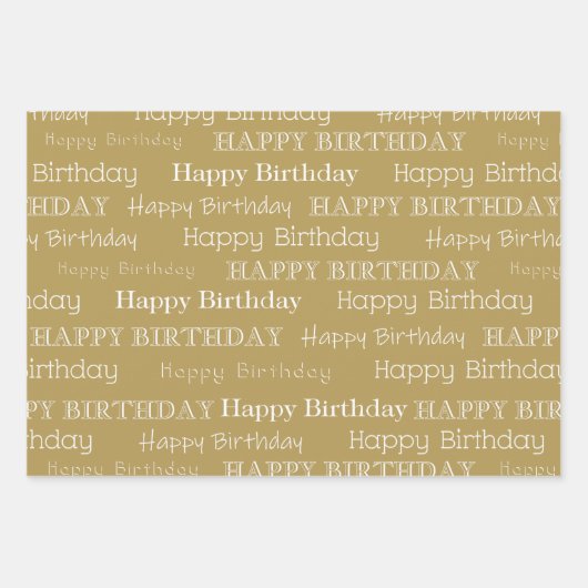Happy Birthday Text Covered Black Red Gold Geschenkpapier Set (Vorderseite 3)