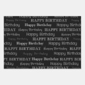 Happy Birthday Text Covered Black Red Gold Geschenkpapier Set (Vorderseite)