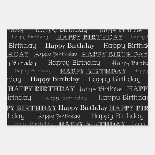 Happy Birthday Text Covered Black Red Gold Geschenkpapier Set (Vorderseite)