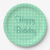 Happy Birthday Text Dots Rustic Polka Minze Green Pappteller (Vorderseite)