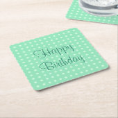 Happy Birthday Text Mint Green Template Trendy Dot Rechteckiger Pappuntersetzer (angewinkelt)