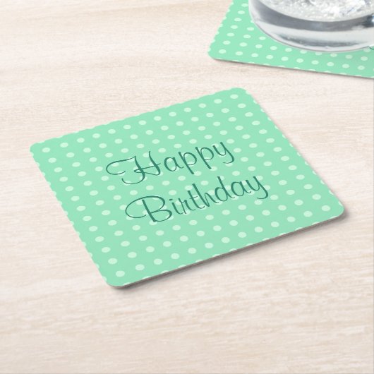Happy Birthday Text Mint Green Template Trendy Dot Rechteckiger Pappuntersetzer (angewinkelt)