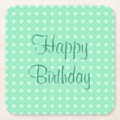 Happy Birthday Text Mint Green Template Trendy Dot Rechteckiger Pappuntersetzer (Vorderseite)