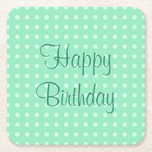 Happy Birthday Text Mint Green Template Trendy Dot Rechteckiger Pappuntersetzer