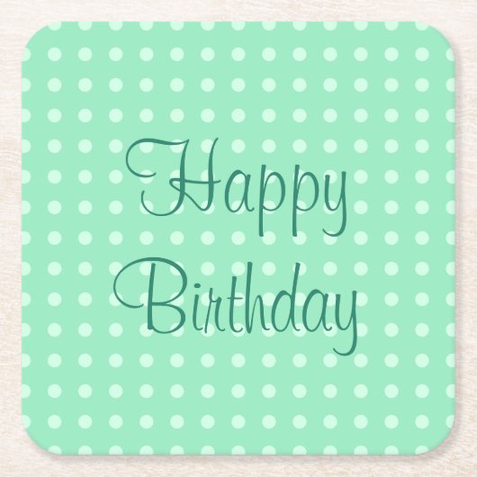 Happy Birthday Text Mint Green Template Trendy Dot Rechteckiger Pappuntersetzer (Vorderseite)