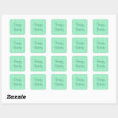 Happy Birthday Text Minze Green Template Rustikal Quadratischer Aufkleber (Blatt)
