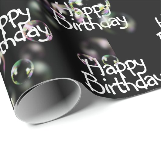 Happy Birthday Text und Blasen Geschenkpapier (Rolleneckpunkt)