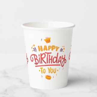 Happy Birthday Themed Paper Cups Pappbecher